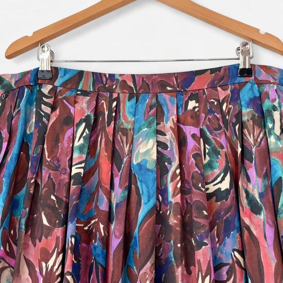 Peruvian Connection Pleated Watercolor Floral Skirt Boho Artsy NWT Size 14 - Picture 3 of 4